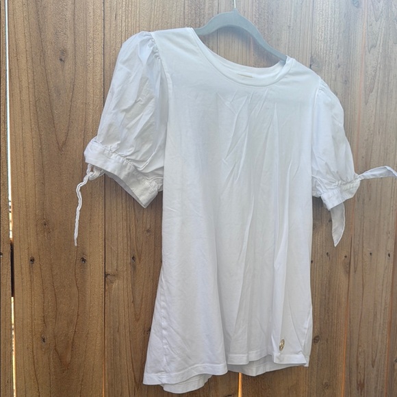 Michael Kors White Tie Front Short Sleeve Blouse - Picture 4 of 12